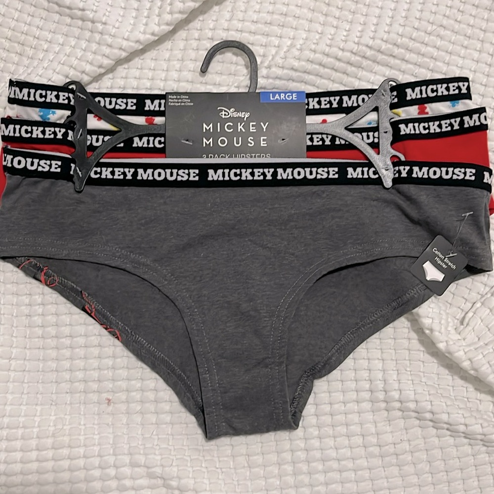 NIP- Disney-L. 3 Pack Mickey Mouse Cotton Hipster Panties